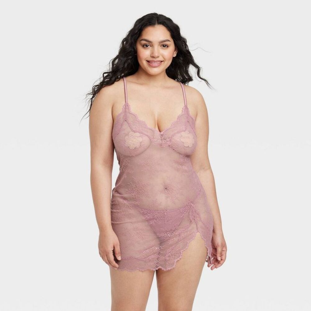 Open Box - Auden - Women's Allover Lace Lingerie Slip Dress - Auden M Mauve - Picture 4 of 4